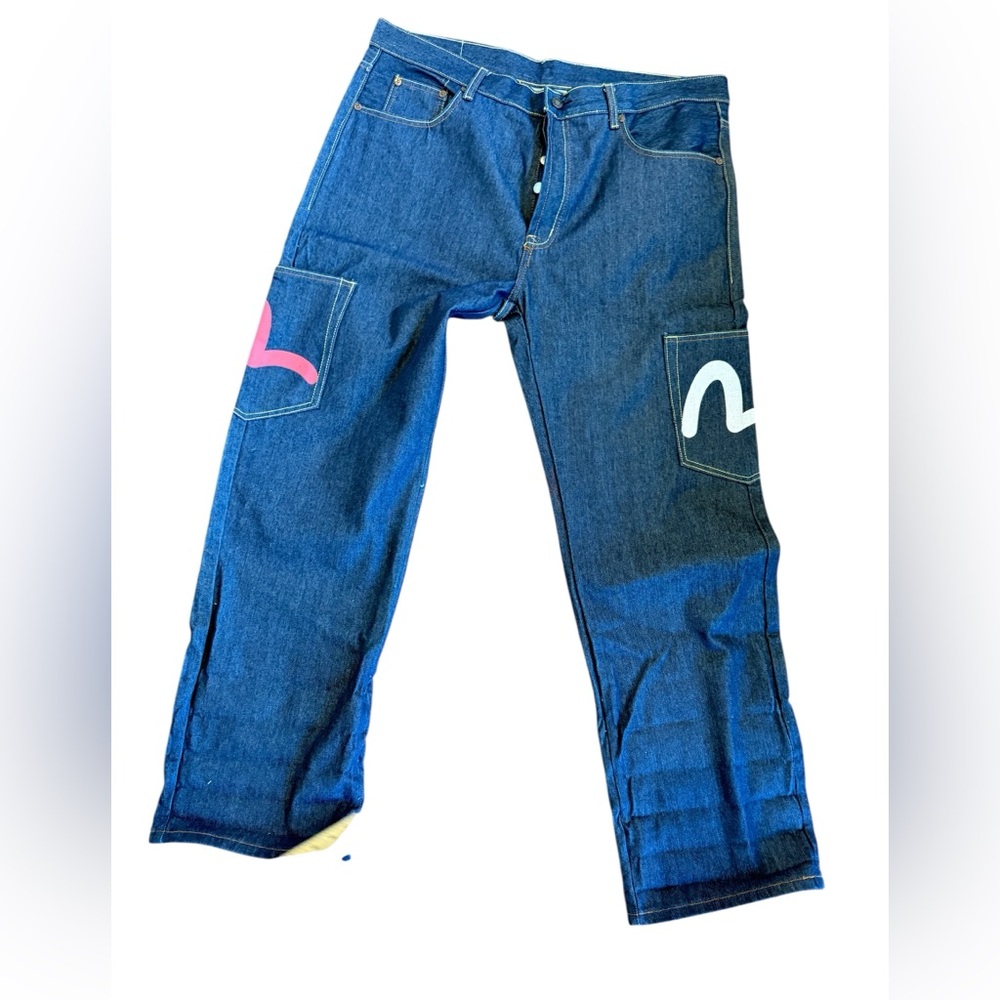 Evisu Painted Seagull Jeans Size 42 Rare Y2K Japanese Streetwear Denim - Picture 3 of 17